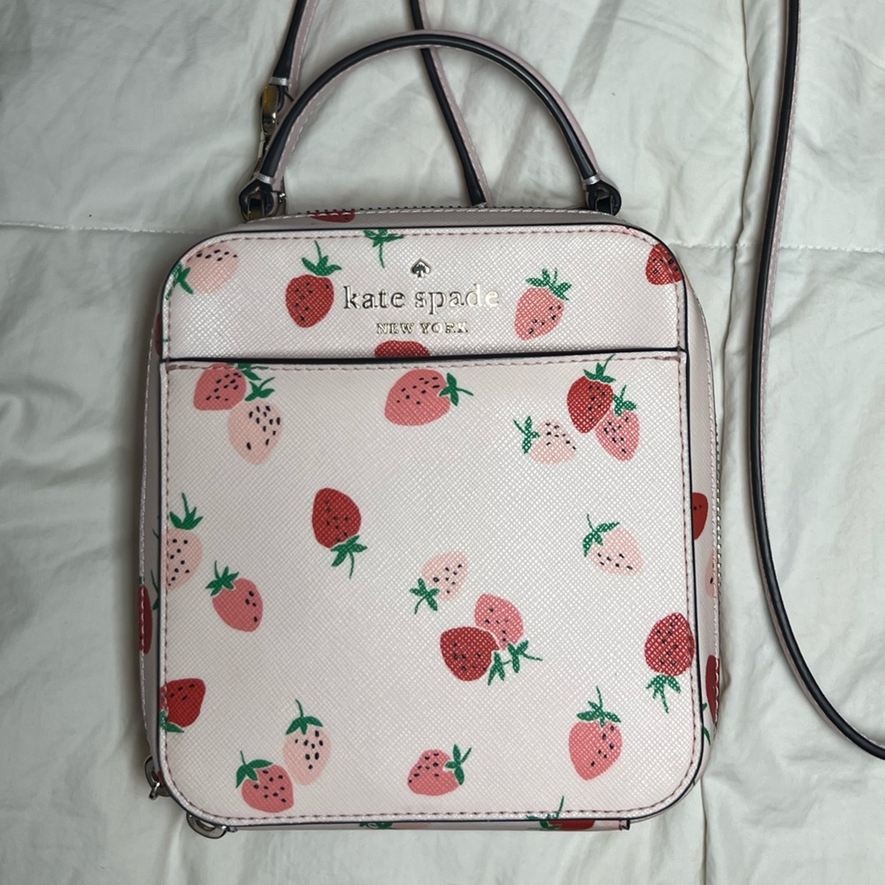 🍓Kate Spade Strawberry Mini Crossbody Bag Pink Top Handle Novelty Structured
